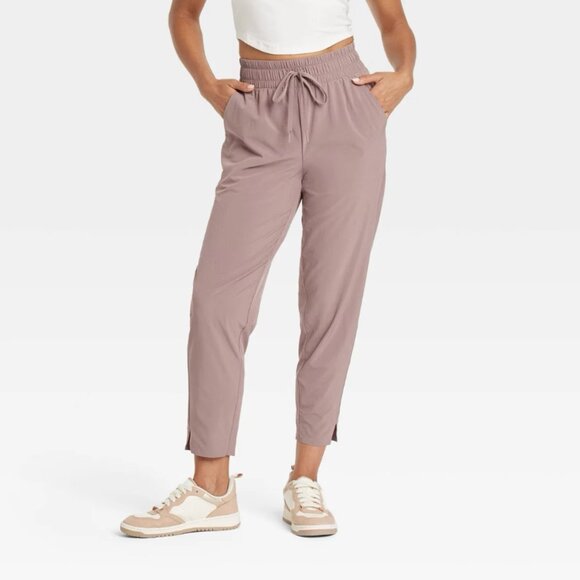 All In Motion Women's Brown Active Light High-Rise Woven Taper Pant Drawstring - Picture 1 of 16